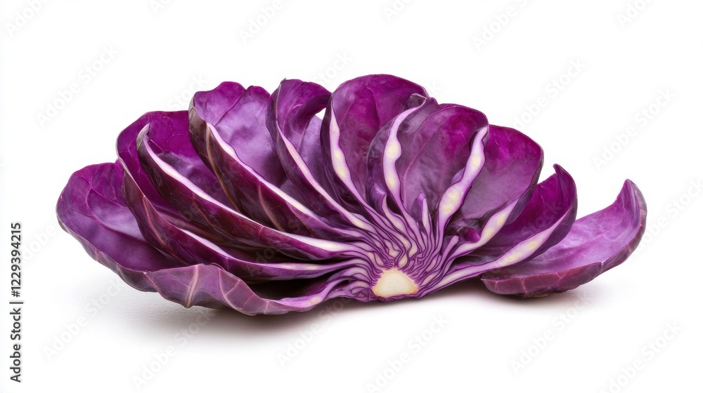 Vibrant Purple Cabbage Slices on a White Background Vibrant Purple Cabbage Slices on a White Background
