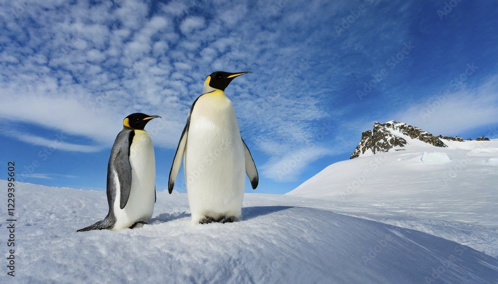 Obraz premium AI generated, Antarctica, snow, ice, winter, king penguin (Aptenodytes patagonicus), Antarctica