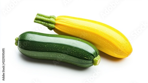 Fresh Zucchini and Yellow Squash Duo on White Background