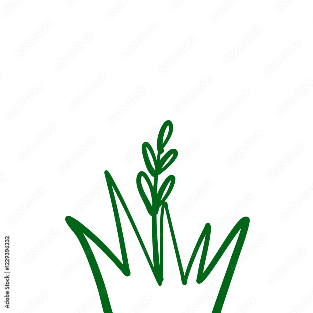 Fototapeta premium Grass doodle sketch style