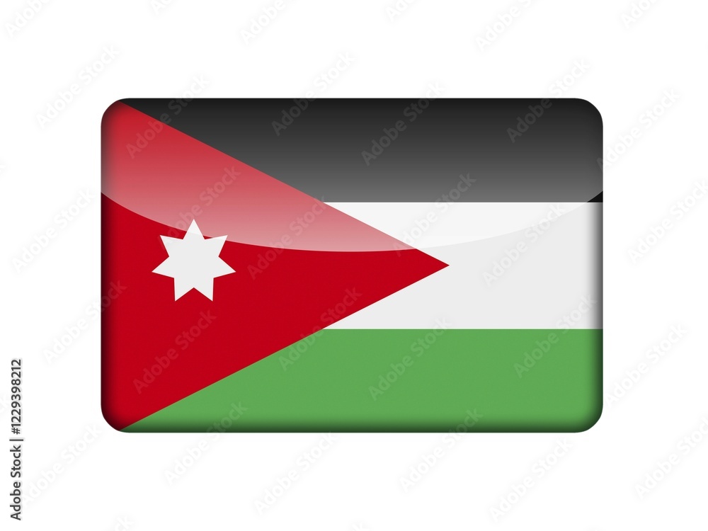 The Jordanian flag in the form of a glossy icon The Jordanian flag in the form of a glossy icon