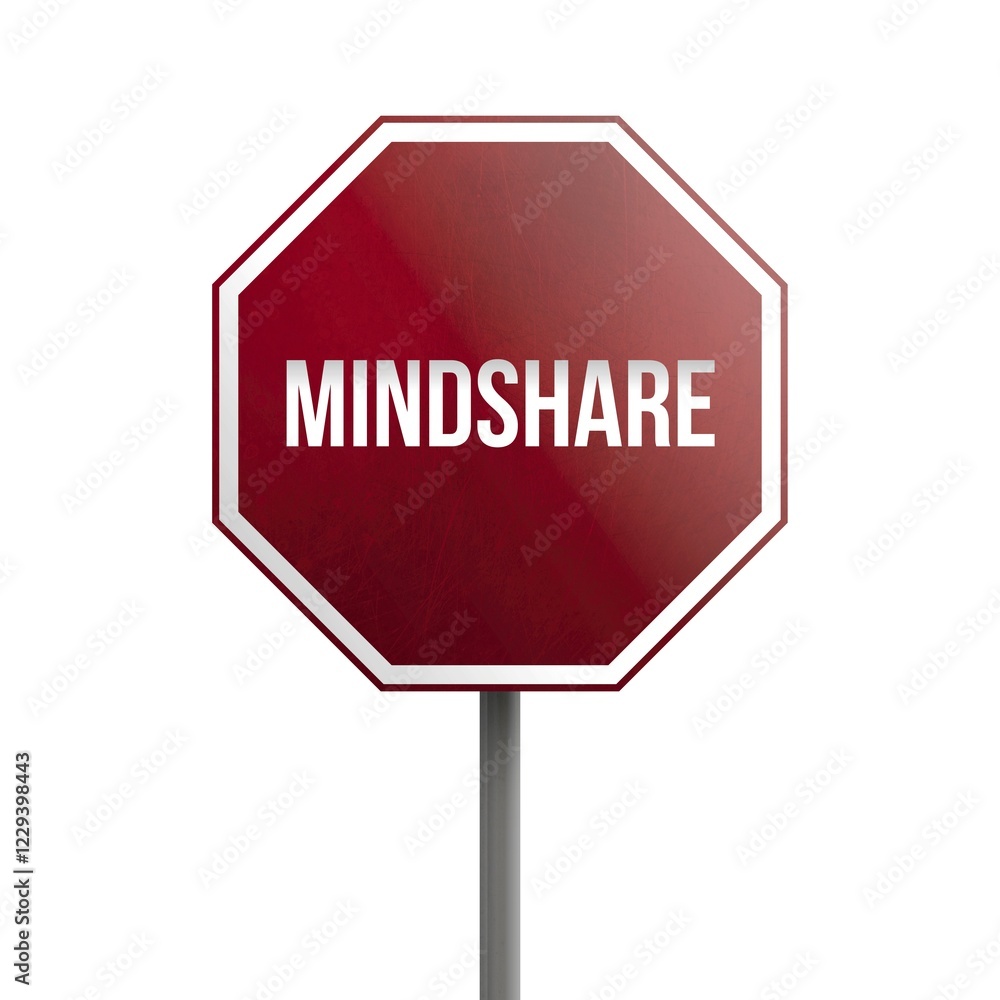Mindshare, red sign isolated on white background Mindshare, red sign isolated on white background
