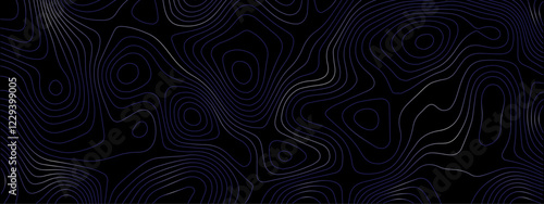 "Luxury Abstract Topographic Line Map Design Featuring Modern Wavy Patterns on a Sleek Black Background for Contemporary Art and Creative Projects"
