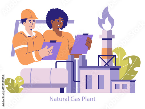 Oil and Gas Energy. Flat Vector Illustration
