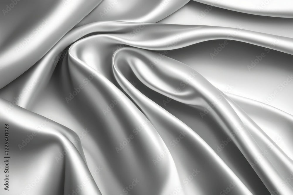 Silver silk fabric with detailed, flowing folds creating a smooth and luxurious texture, AI generated Silver silk fabric with detailed, flowing folds creating a smooth and luxurious texture, AI generated