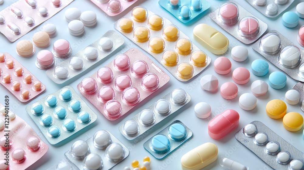 Assortment of birth control options including pills and patches with a background of health care materials symbolizing contraception and preventive care Assortment of birth control options including pills and patches with a background of health care materials symbolizing contraception and preventive care