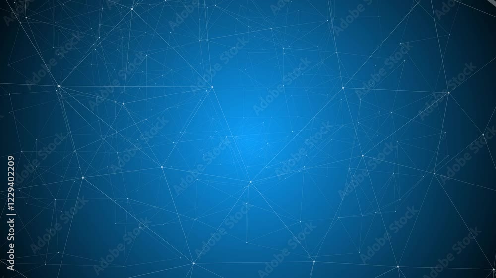 Connected dots and lines on blue background. Network communication and technology concept with moving lines and dots. 4k rendering Connected dots and lines on blue background. Network communication and technology concept with moving lines and dots. 4k rendering