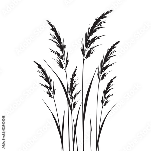 Elegant Black Silhouette Grass Illustration for Design Projects