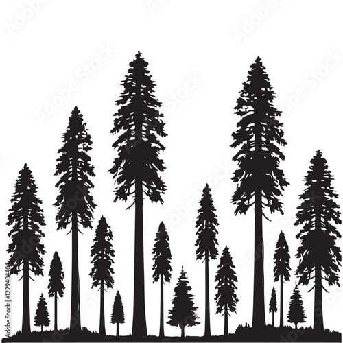 Silhouette Illustration of a Redwood Forest