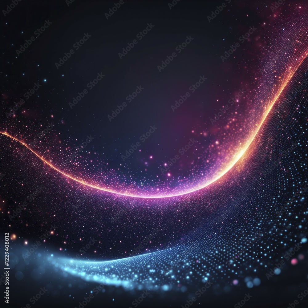 Abstract digital art featuring pink and blue light waves and glowing particles on a dark background, Fire Particles, AI generated Abstract digital art featuring pink and blue light waves and glowing particles on a dark background, Fire Particles, AI generated