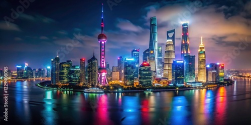 Wallpaper Mural Shanghai's iconic Bund offers stunning night views: a drone's-eye perspective of Pudong's glittering skyscrapers. Torontodigital.ca