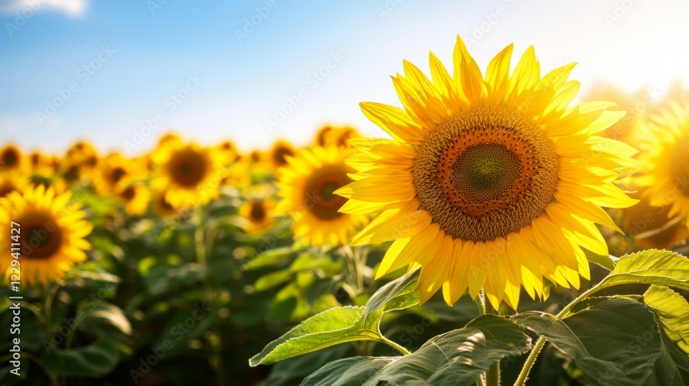 Fototapeta premium Sunflower Field A Vibrant Display of Nature's Beauty