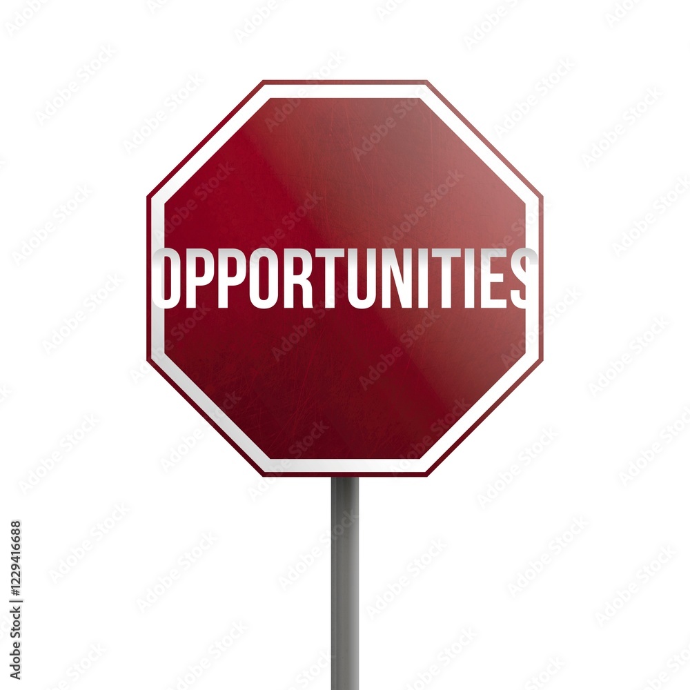 Opportunities, red sign isolated on white background Opportunities, red sign isolated on white background