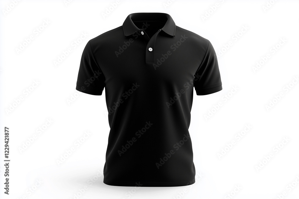 Black polo shirt design with classic collar and short sleeves, perfect for casual wear. Black polo shirt design with classic collar and short sleeves, perfect for casual wear.