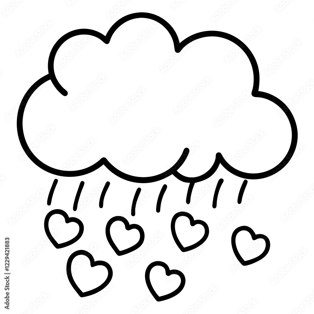 Cloud Drizzling Love Line Art Design Cloud Drizzling Love Line Art Design