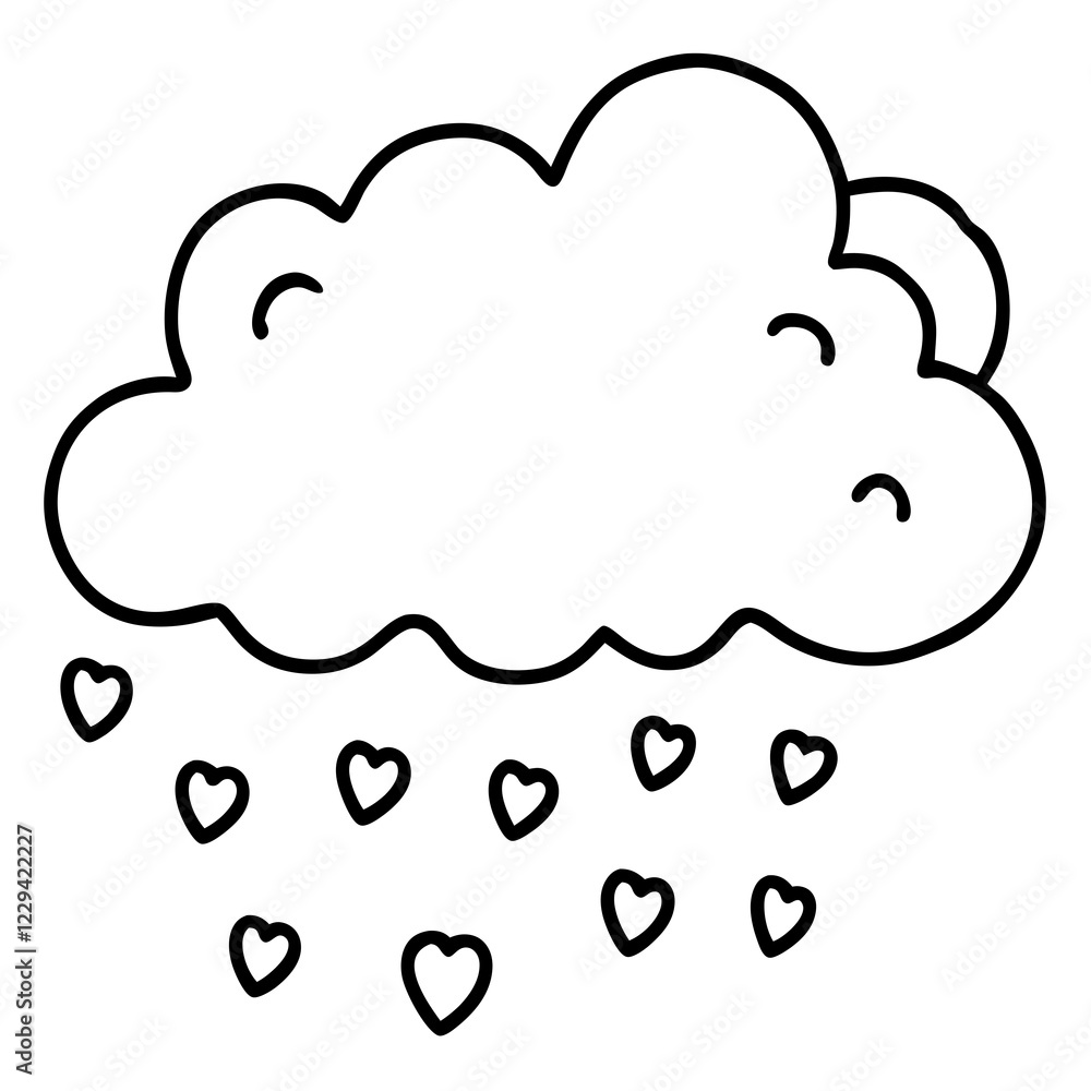 Cloud Drizzling Love Line Art Design Cloud Drizzling Love Line Art Design