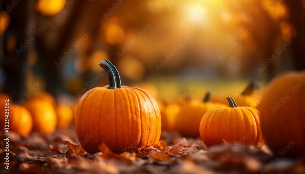 Pumpkins in Autumn Leaves Pumpkins in Autumn Leaves
