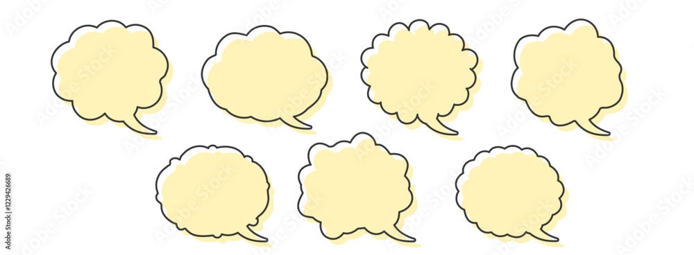 Fototapeta premium 色ずれ 雲形 吹き出しのセット