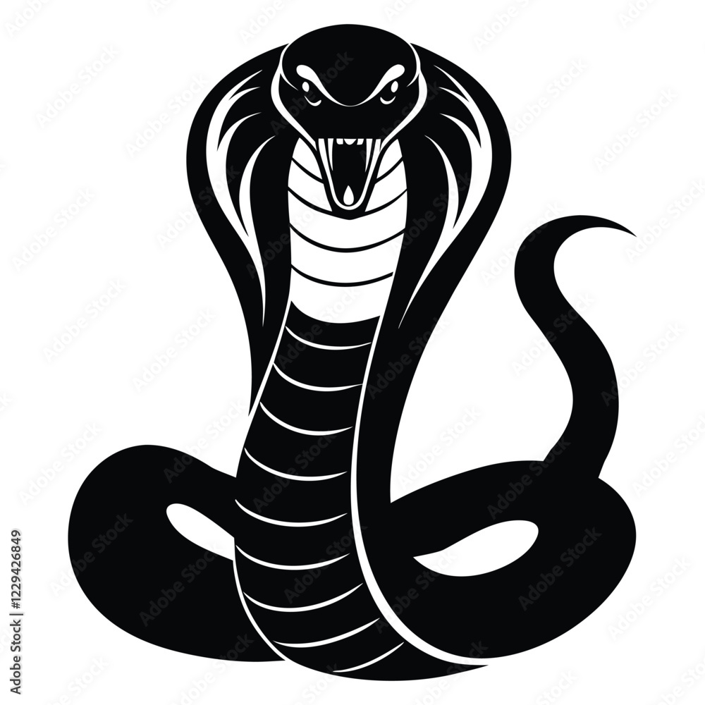 Fototapeta premium Black silhouette cobra snake vector illustration