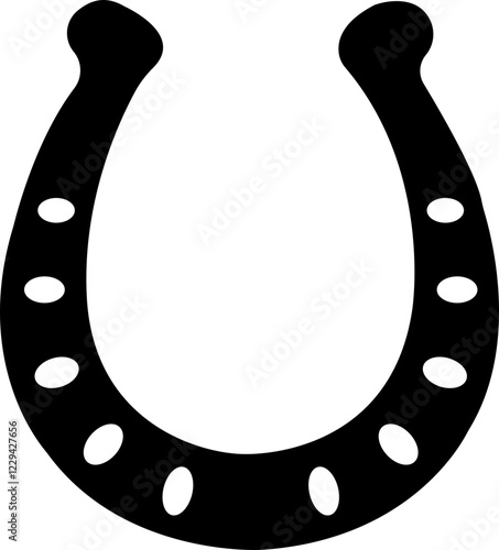 Horseshoe icon.Good luck symbol. Isolated vector illustration on a white background.Horseshoe, typography, ribbon and good luck fortune sign. Design elements, drawing, vintage hipster .