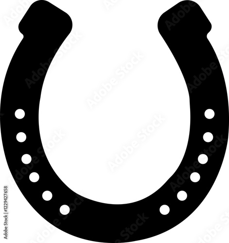 Horseshoe icon.Good luck symbol. Isolated vector illustration on a white background.Horseshoe, typography, ribbon and good luck fortune sign. Design elements, drawing, vintage hipster .