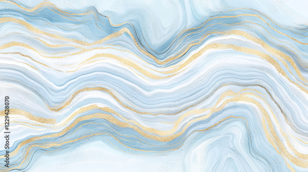 Abstract blue and gold marble texture with fluid lines Abstract blue and gold marble texture with fluid lines