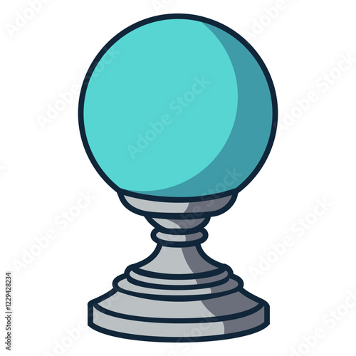 blue magical sphere fortune teller flat color vector illustration template design