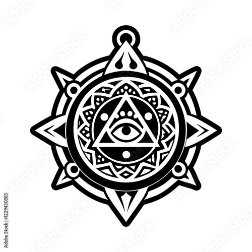 Mystic amulet icon in glyph style