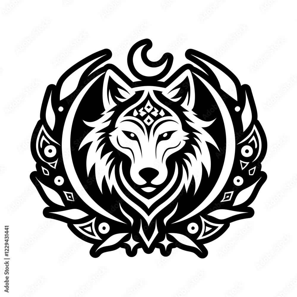 Fototapeta premium A solid style icon of wolf symbol