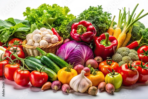 Fresh Organic Vegetables, Buy Now, White Background, Candid Photography