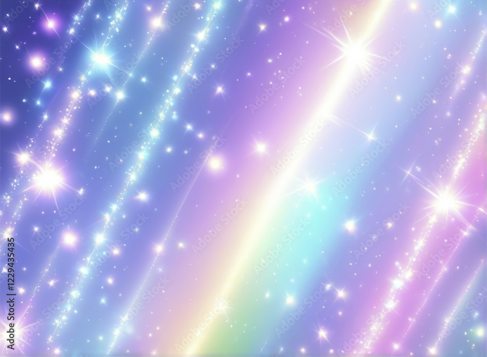 Colorful rainbow rays with stars and sparkles creating a glowing and abstract space scene, AI generated Colorful rainbow rays with stars and sparkles creating a glowing and abstract space scene, AI generated