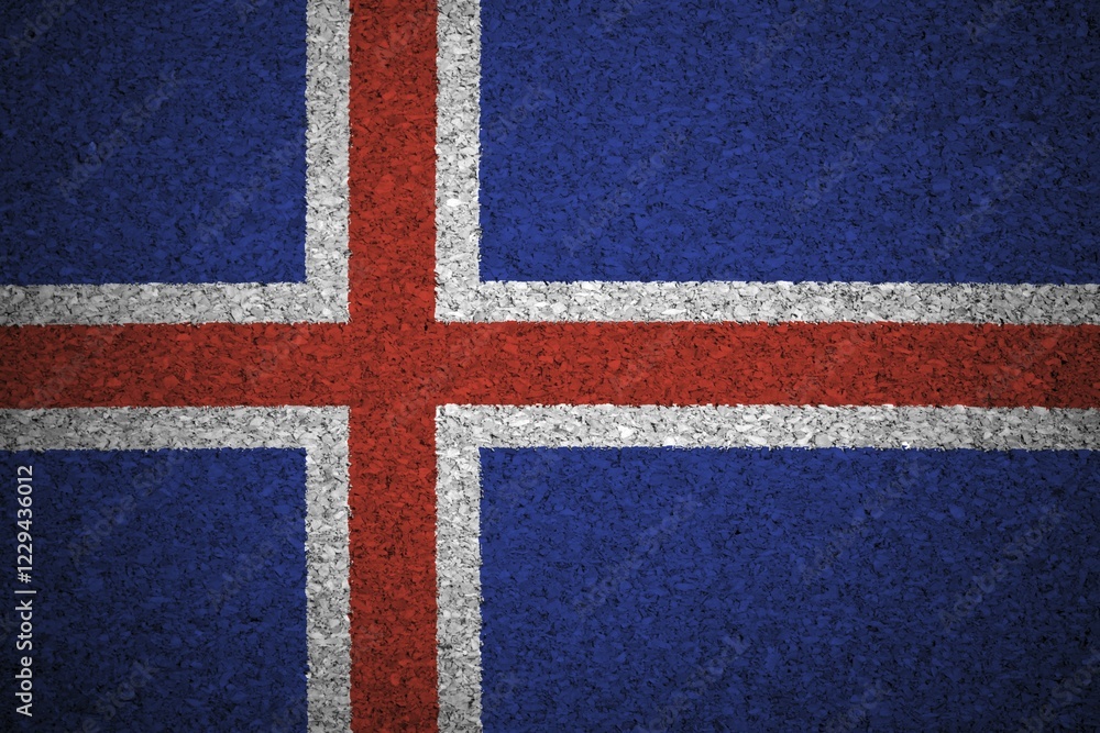 Fototapeta premium The Icelandic flag painted on a cork board