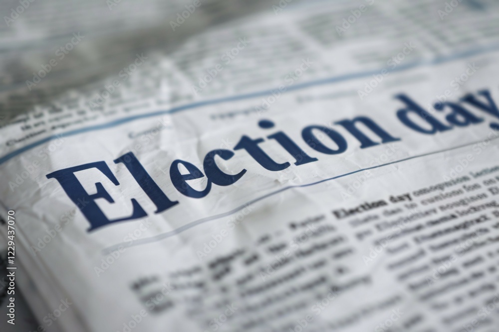 Newspaper with headline 'Election day'. Generative Ai, AI generated Newspaper with headline 'Election day'. Generative Ai, AI generated