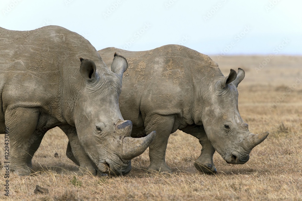 Fototapeta premium White rhinoceros or square-lipped rhinoceros (Ceratotherium simum), Ol Pejeta Reserve, Kenya, Africa