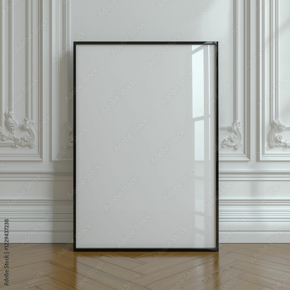 Blank Framed Wall Art Mock up with Natural Lighting and Shadows from Window - Black Frame Blank Framed Wall Art Mock up with Natural Lighting and Shadows from Window - Black Frame