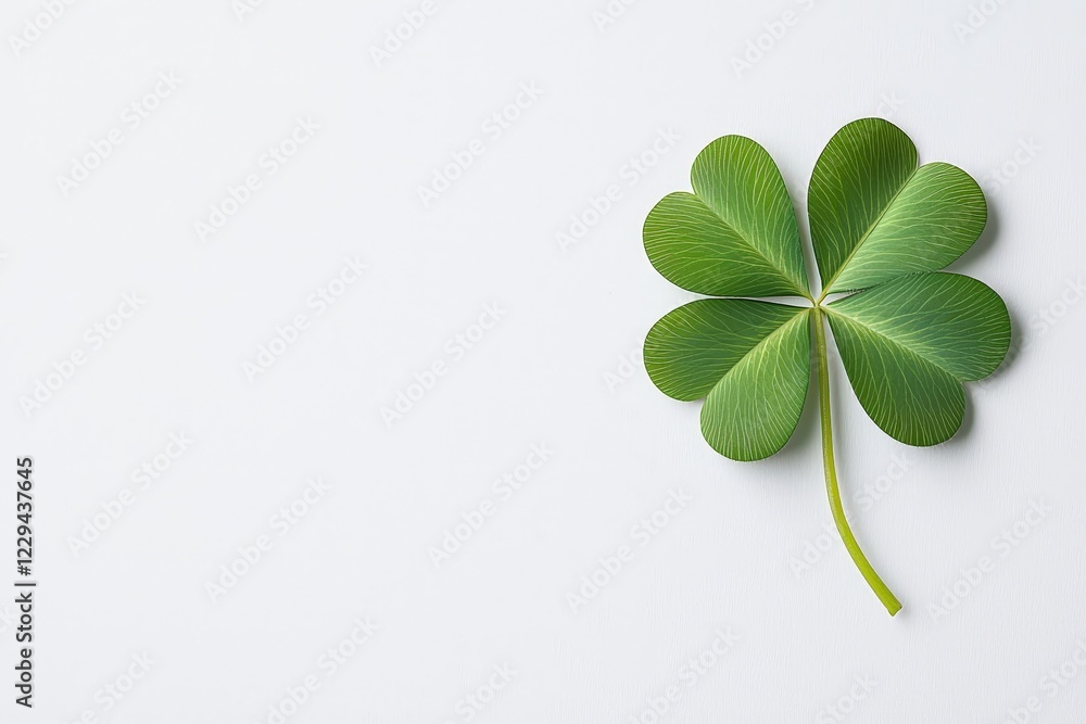 A vibrant green four-leaf clover isolated on a clean background. A vibrant green four-leaf clover isolated on a clean background.