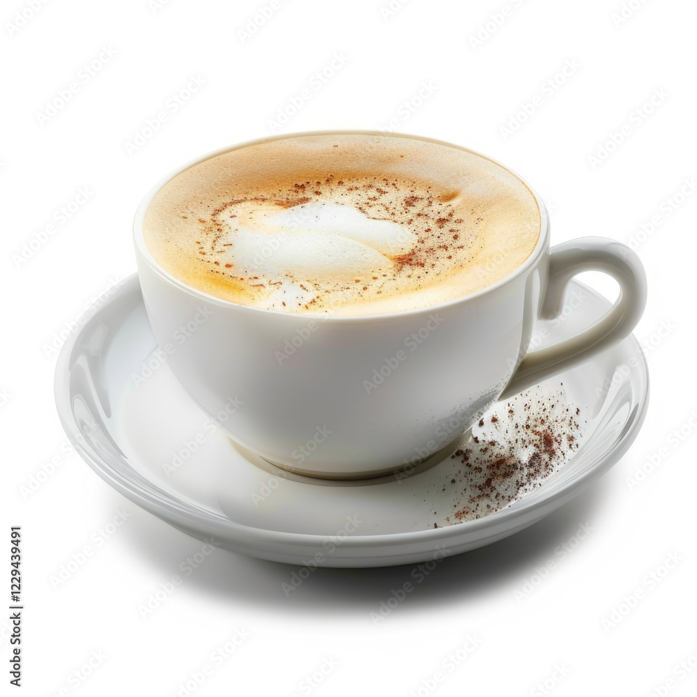 A cup of coffee latte in white background