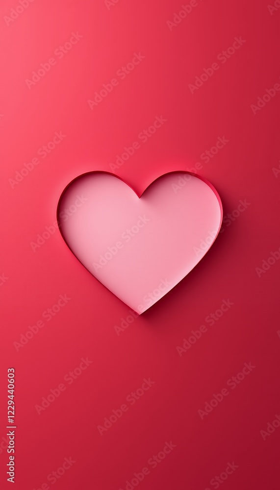 Pink Heart Cutout Red Background Valentines Day Card Design Pink Heart Cutout Red Background Valentines Day Card Design