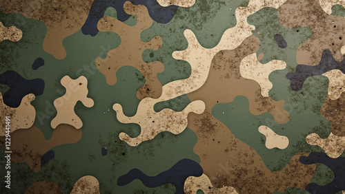 Dirty Camouflage Fabric Texture for Military, Fashion, and Outdoor Gear Promotion, Ideal for Web Design, Packaging, and Social Media Graphics photo