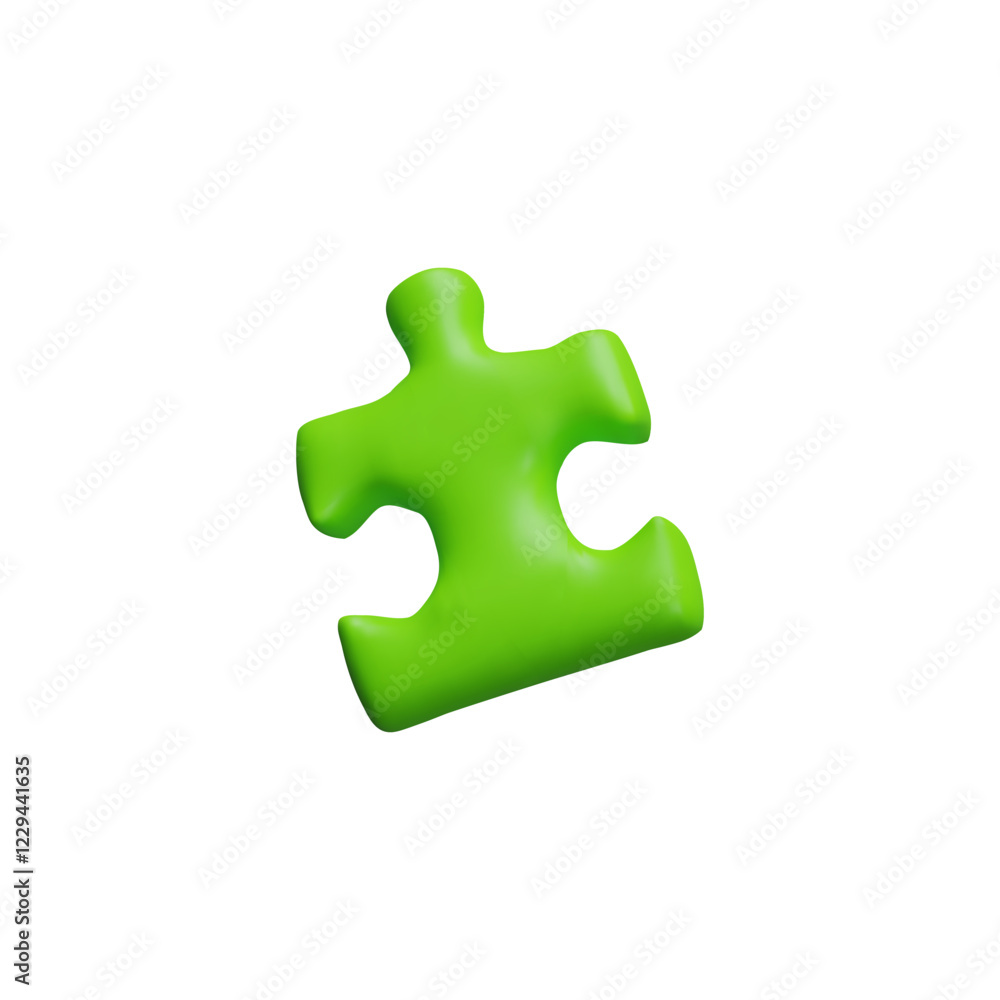 3d vector puzzle icon in green, cartoon minimalistic illustration. 3d vector puzzle icon in green, cartoon minimalistic illustration.