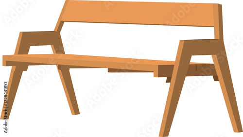wooden garden bench vector illustration isolated on white background.Flat bench cartoon drawing wooden design