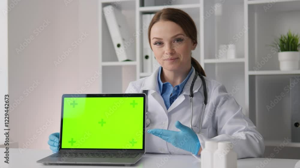 A dedicated healthcare professional is showcasing the innovative usage of a green screen on their laptop, illustrating the integration of technology in modern medicine and healthcare practices A dedicated healthcare professional is showcasing the innovative usage of a green screen on their laptop, illustrating the integration of technology in modern medicine and healthcare practices