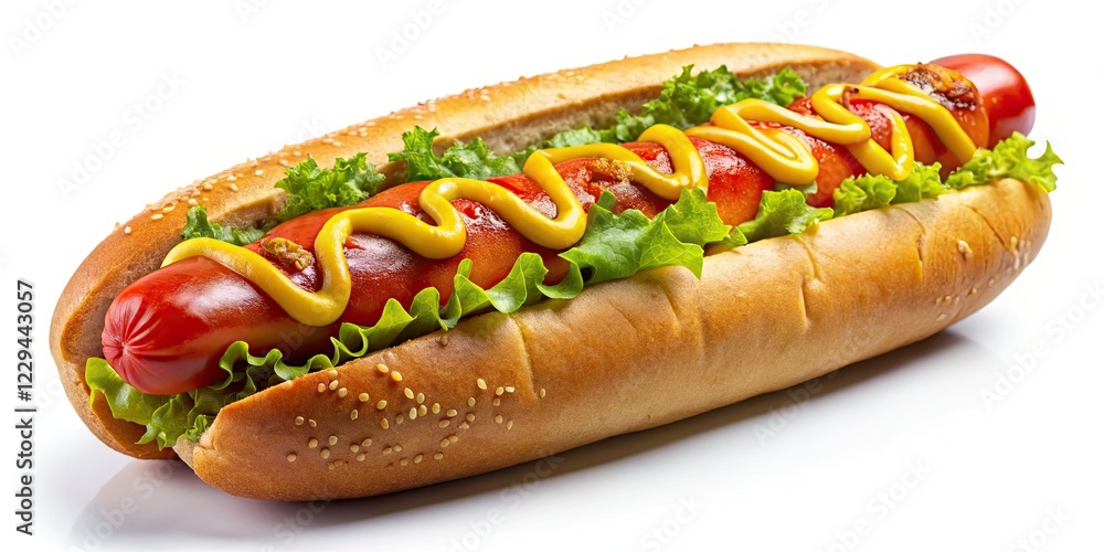 Hot Dog Isolated, Documentary Style, Full Depth of Field, White Background Hot Dog Isolated, Documentary Style, Full Depth of Field, White Background