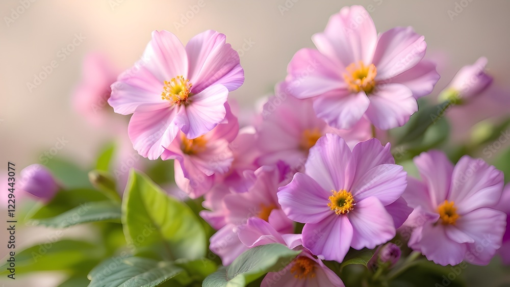A Vibrant Display of Pink and Purple Cosmos Flowers in a Serene Setting, Showcasing Their Beauty and Intricate Details A Vibrant Display of Pink and Purple Cosmos Flowers in a Serene Setting, Showcasing Their Beauty and Intricate Details