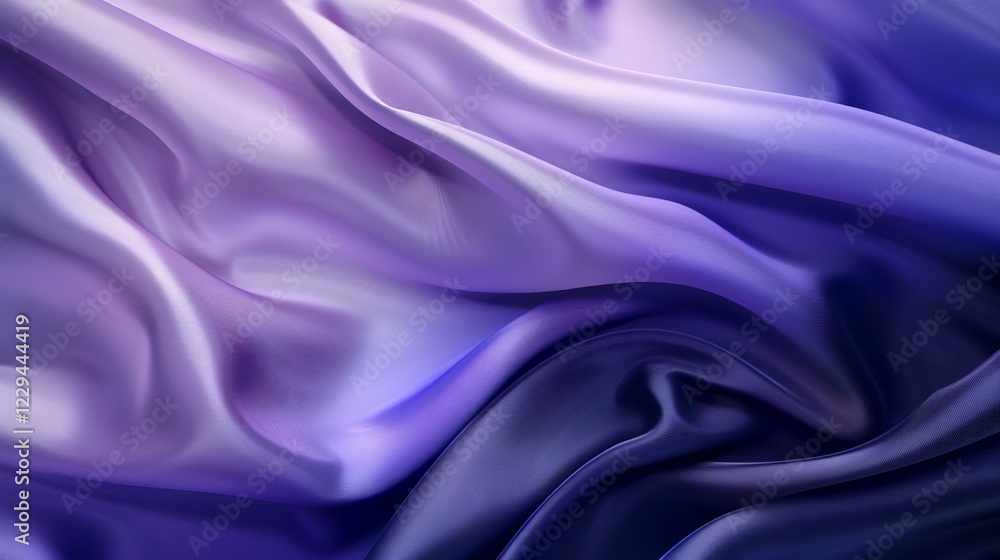 Fototapeta premium Purple silk fabric texture, draped folds, soft light, abstract background, ideal for fashion or design