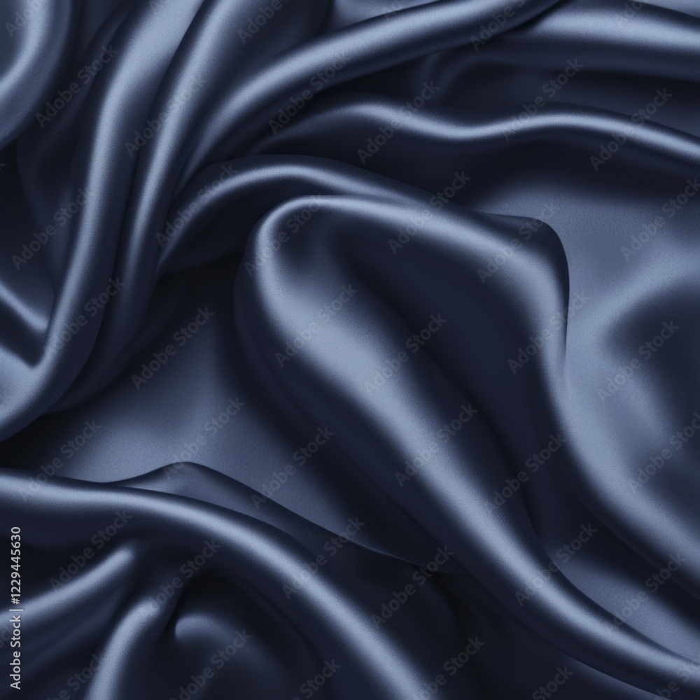 Soft navy blue silk fabric with a smooth and lustrous finish, AI generated Soft navy blue silk fabric with a smooth and lustrous finish, AI generated