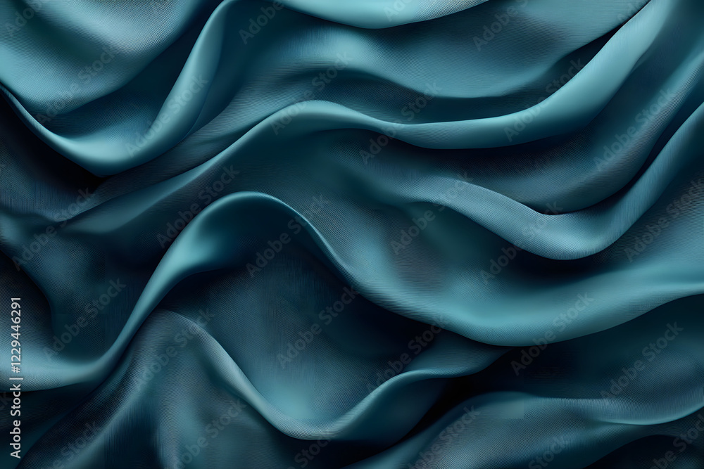 Obraz premium Sleek and Sophisticated: Deep Blue Satin Fabric with Gentle Waves, Ideal for Luxurious Branding and Design Projects with copy space for your design