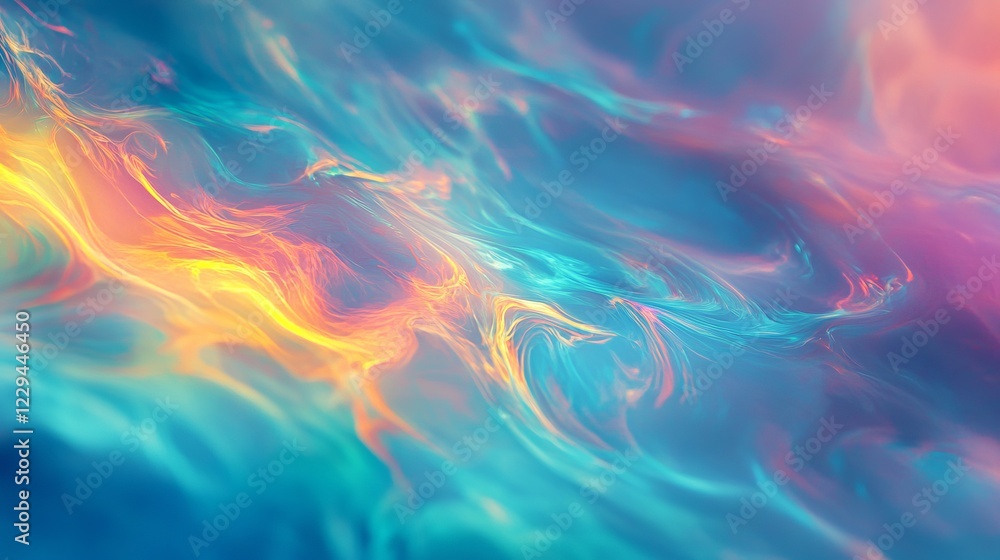 Obraz premium A vibrant abstract image featuring swirling patterns in blue, orange, and pink, evoking energy and movement.