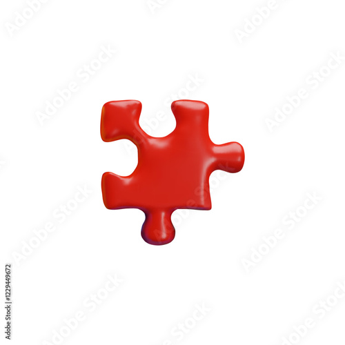 Vector 3d illustration of puzzle, red color, logic game.