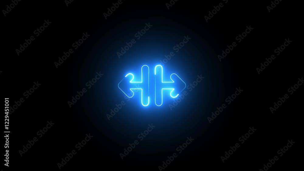 Code neon sign appear in center and disappear after some time. Animated blue neon symbol on black background. Looped animation. Code neon sign appear in center and disappear after some time. Animated blue neon symbol on black background. Looped animation.
